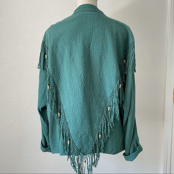 VINTAGE AMAZING BEADED FRINGE JACKET SHIRT TOP M - Picture 5 of 14